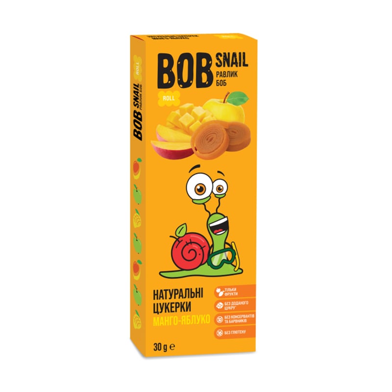 Натуральні цукерки Bob Snail Манго-яблуко, 30 г